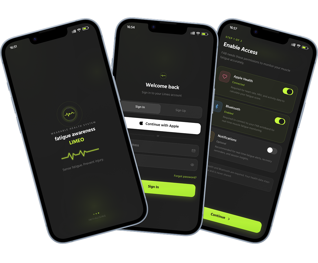 Limeo App Screens